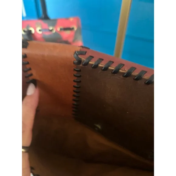 Patricia Nash Patchwork Leather Crossbody Bag Brown Black One Size - Picture 5 of 13